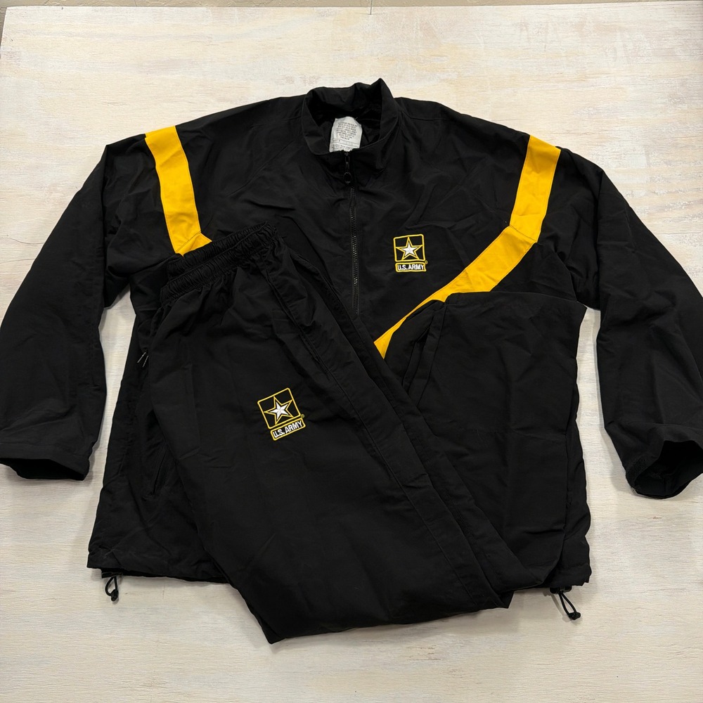 Skilcraft Track Suit US Army APFU XL Regular Jacket Pants Set Black Yellow Men